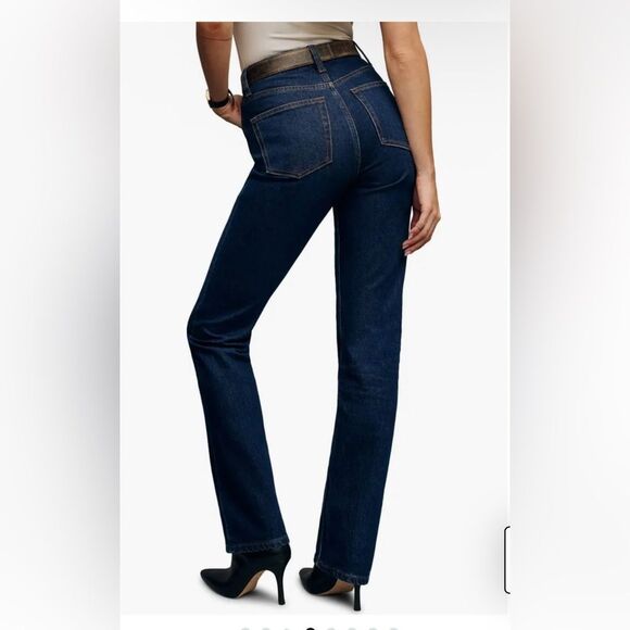 REFORMATION women’s dark wash Seneca Jax High Waist Straight Leg Jeans size 23 - Picture 2 of 9